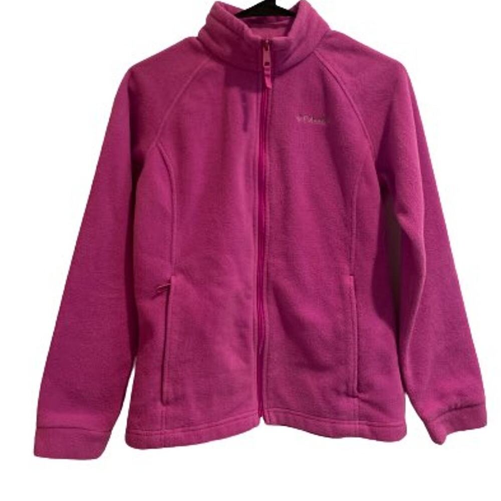 Columbia Girl's LG Fuchsia Fleece Zip Front Mock Neck Benton Springs Jacket